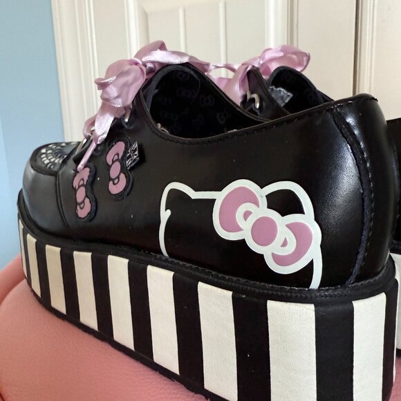 TUK Hello Kitty Black and White Stripe Platform Creepers - Picture 6 of 13